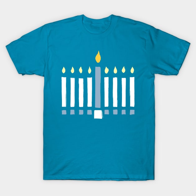 Chanukah Candle Menorah Print Card T-Shirt by Theokotos